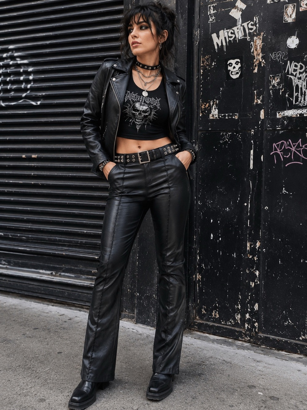 NWT Disturbia Lane Faux Leather Punk Flare Pants Sz 10 30 Waist